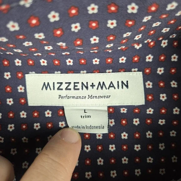 Mizzen + Main Performance Shirt Leeward Short Sleeve Mens Large Trim Fit Floral - Picture 2 of 9
